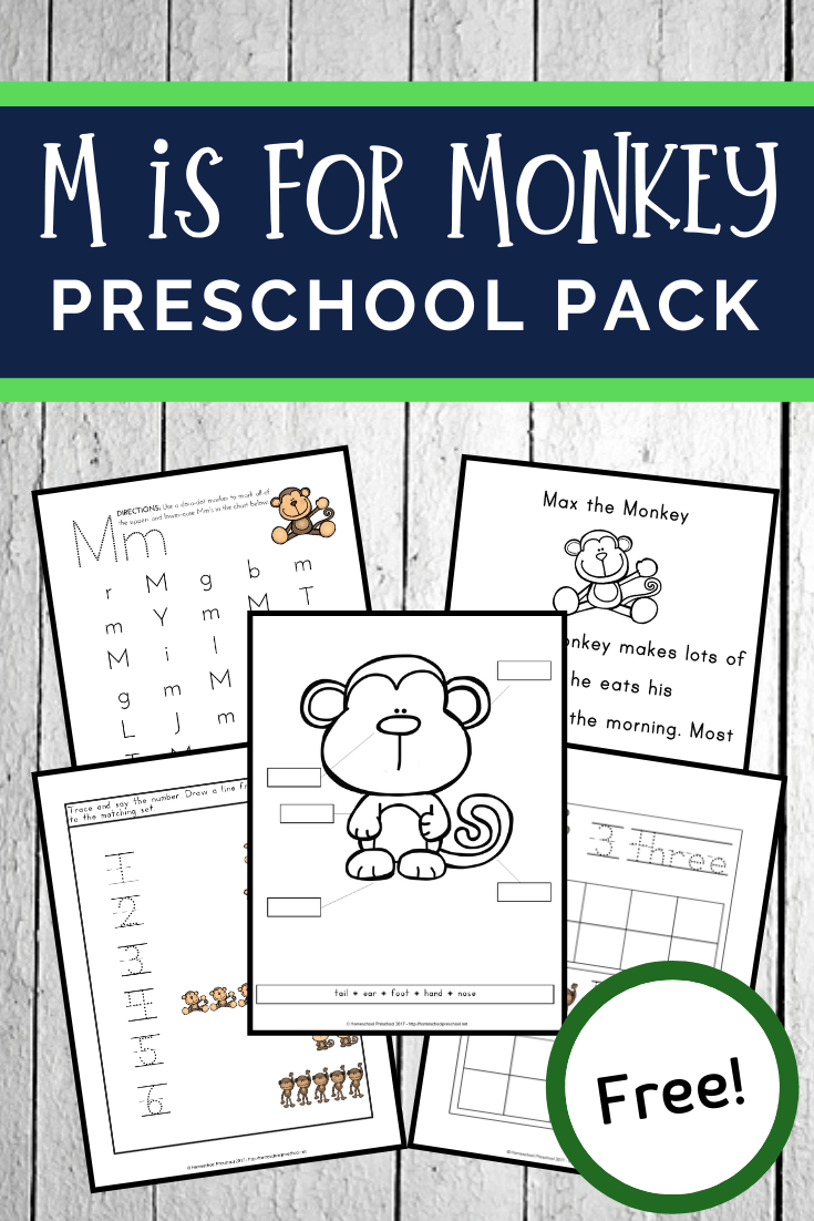 Focusing on the letter M or studying monkeys and zoo animals? This pack of free printable preschool monkey activities makes a great addition to your theme.