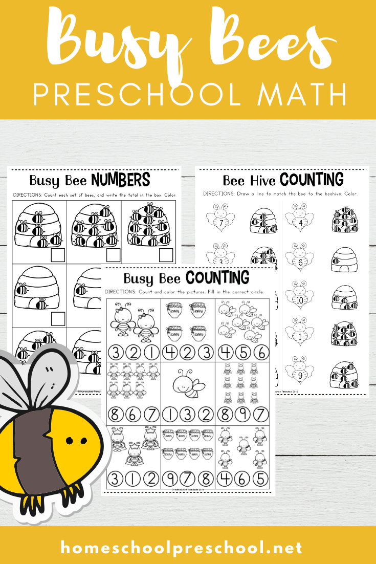 This free preschool honey bee math worksheet pack will have young learners buzzing about numbers, counting, and more! Perfect for spring and summer math!