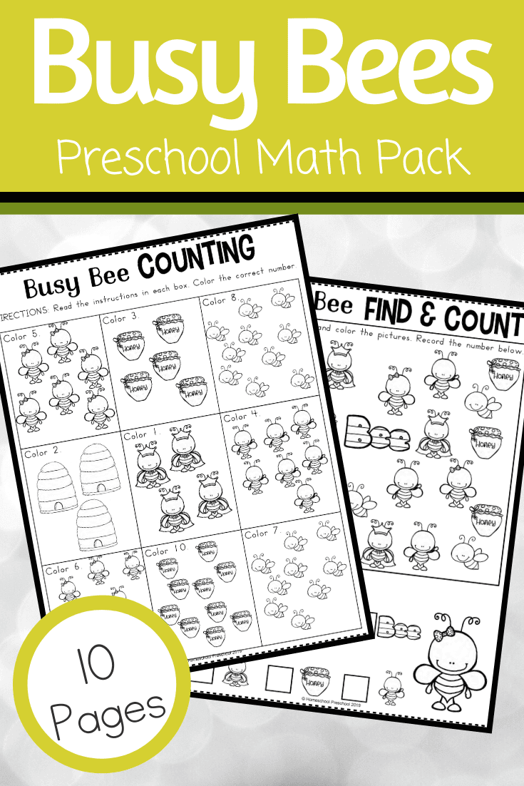 This free preschool honey bee math worksheet pack will have young learners buzzing about numbers, counting, and more! Perfect for spring and summer math!