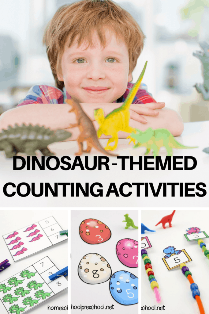 Kids can practice counting while building fine motor skills with three dino-mite dinosaur counting activities for preschoolers! 