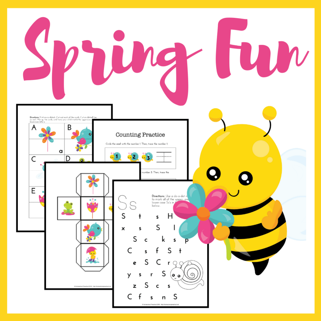 Spring has sprung, and I have some free spring printables for preschool! This spring learning pack is the perfect for kids ages 3-6.
