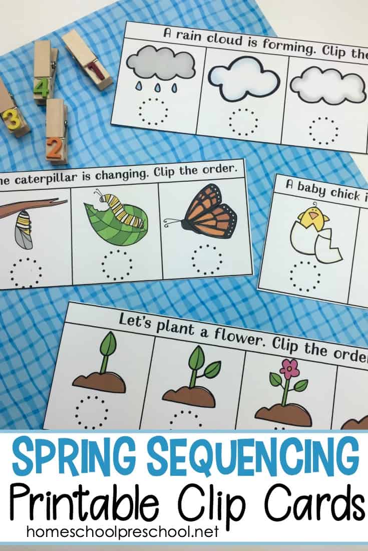 Kids will love ordering the events in this spring sequencing cards printable. This is a great way to introduce preschoolers to sequencing!