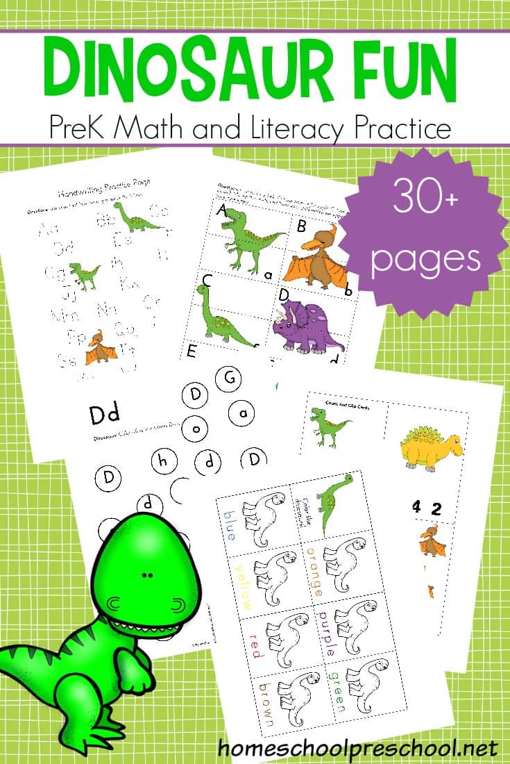 These dinosaur printable activities are dino-mite! Your preschoolers will love practicing math and literacy skills with their favorite dinos.