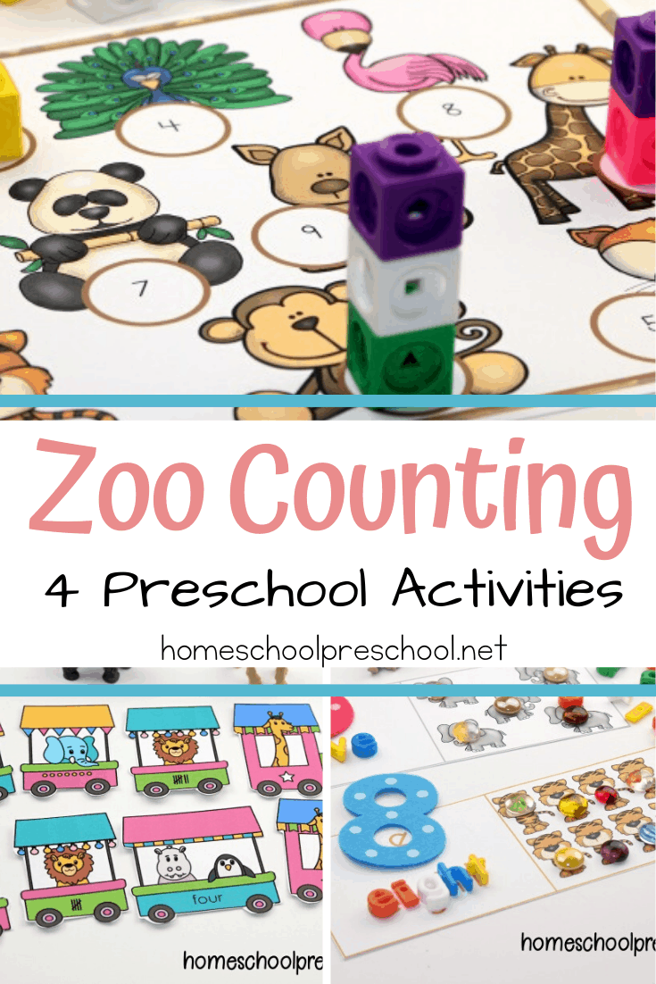 Kids will practice counting a fun variety of zoo animals with these four zoo counting activities! They're perfect for your math centers! 