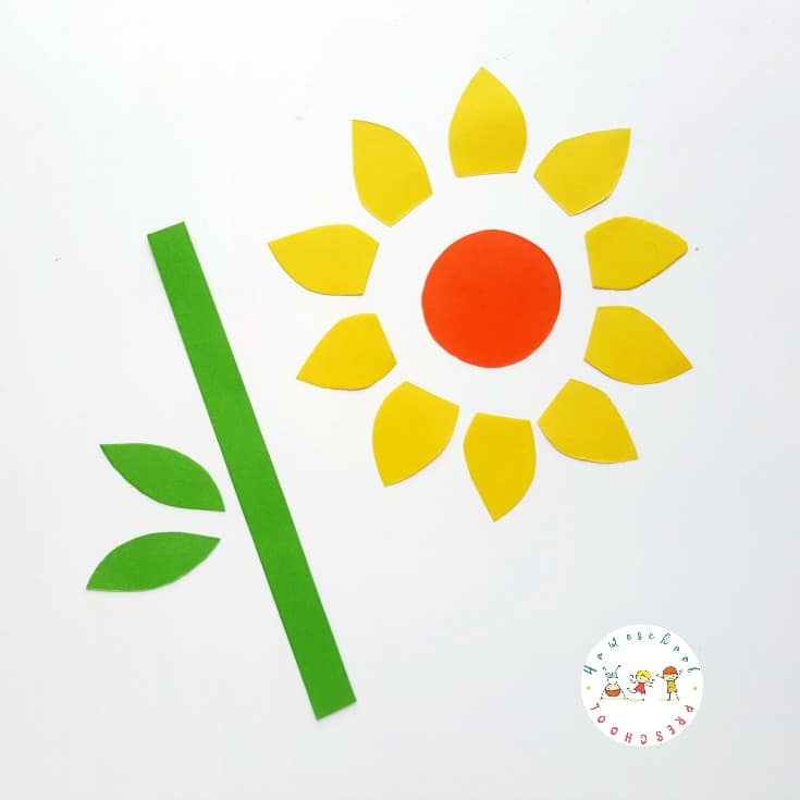 This sunflower paper craft is a great activity for kids to do on a long hot summer day. It is a great opportunity for kids to work on scissor skills.
