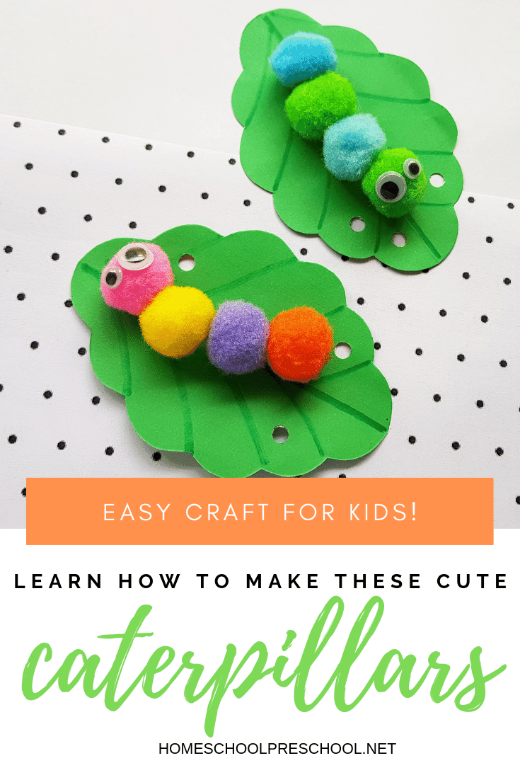 Looking for an easy caterpillar preschool craft? Our simple pom pom caterpillar craft includes a printable template, making it perfect for home and school.