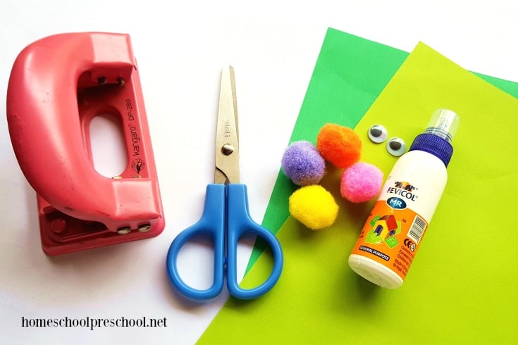 Looking for an easy caterpillar preschool craft? Our simple pom pom caterpillar craft includes a printable template, making it perfect for home and school.