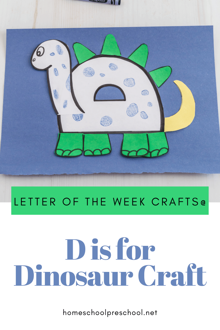 Add this letter D dinosaur craft to your dinosaur themed activities. It's also a great addition to your Letter of the Week activities, as well.