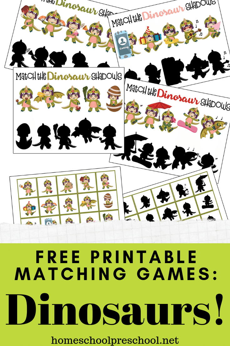 What child doesn't love dinosaurs? Kids love them, and they'll love this dinosaur matching game printable that helps develop visual discrimination skills!