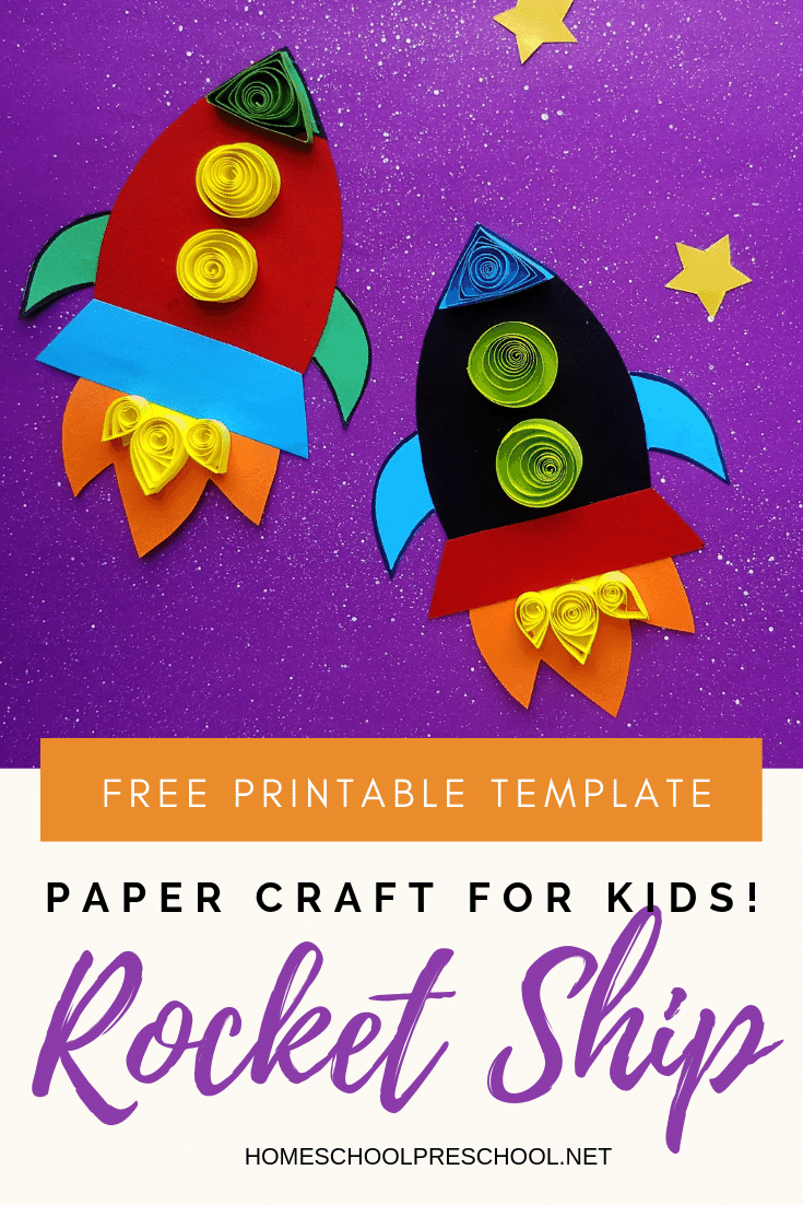 Looking for an easy rocket ship craft for kids? Our simple paper quilled rocket craft includes a printable template, making it perfect for home and school.