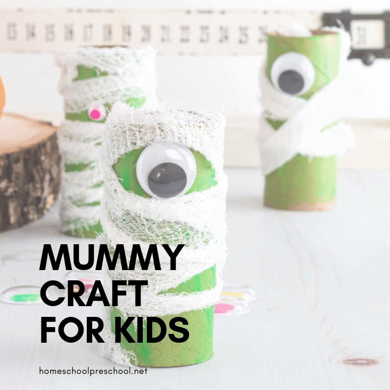 Halloween crafts are great, and this preschool mummy craft is no exception! Kids can build fine motor muscles as they wrap their cute mummies.&nbsp;