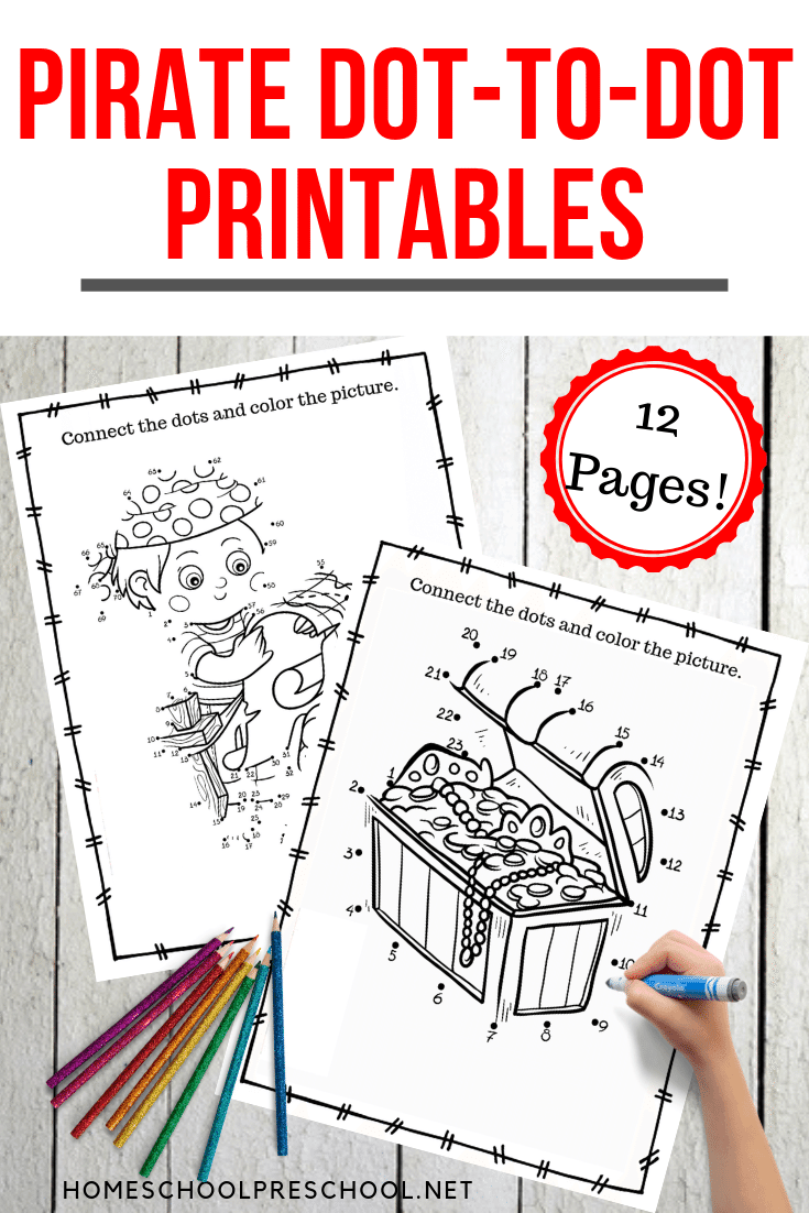Kids will love practicing number recognition and number order with this pirate dot to dot printable pack! There are twelve to choose from with numbers from 1-70.