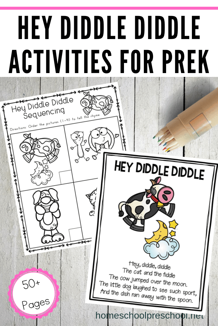 This Hey Diddle Diddle printable is designed to be used with children ages 3-7. This mini unit includes a variety of hands-on and worksheet activities. 