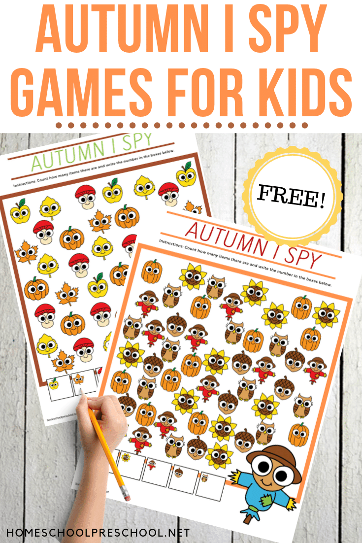 Don't miss your chance to download and print this Autumn I Spy Preschool Game&nbsp;pack! It's perfect for counting and visual discrimination for kids.