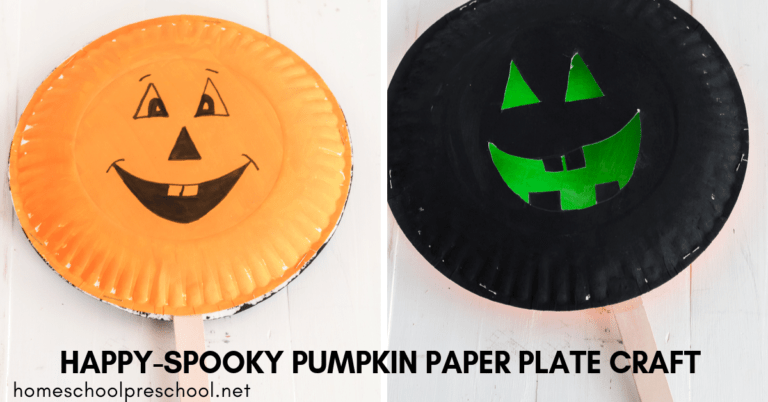 Here's a fun happy/spooky paper plate preschool pumpkin craft that is perfect for your autumn and/or Halloween activities. 