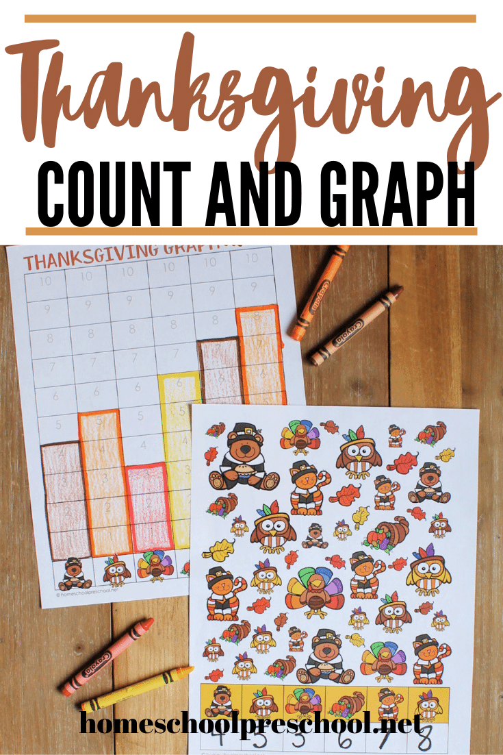 Add this Thanksgiving count and graph activity to your holiday math centers. This activity is perfect for preschool and kindergarten kiddos. 