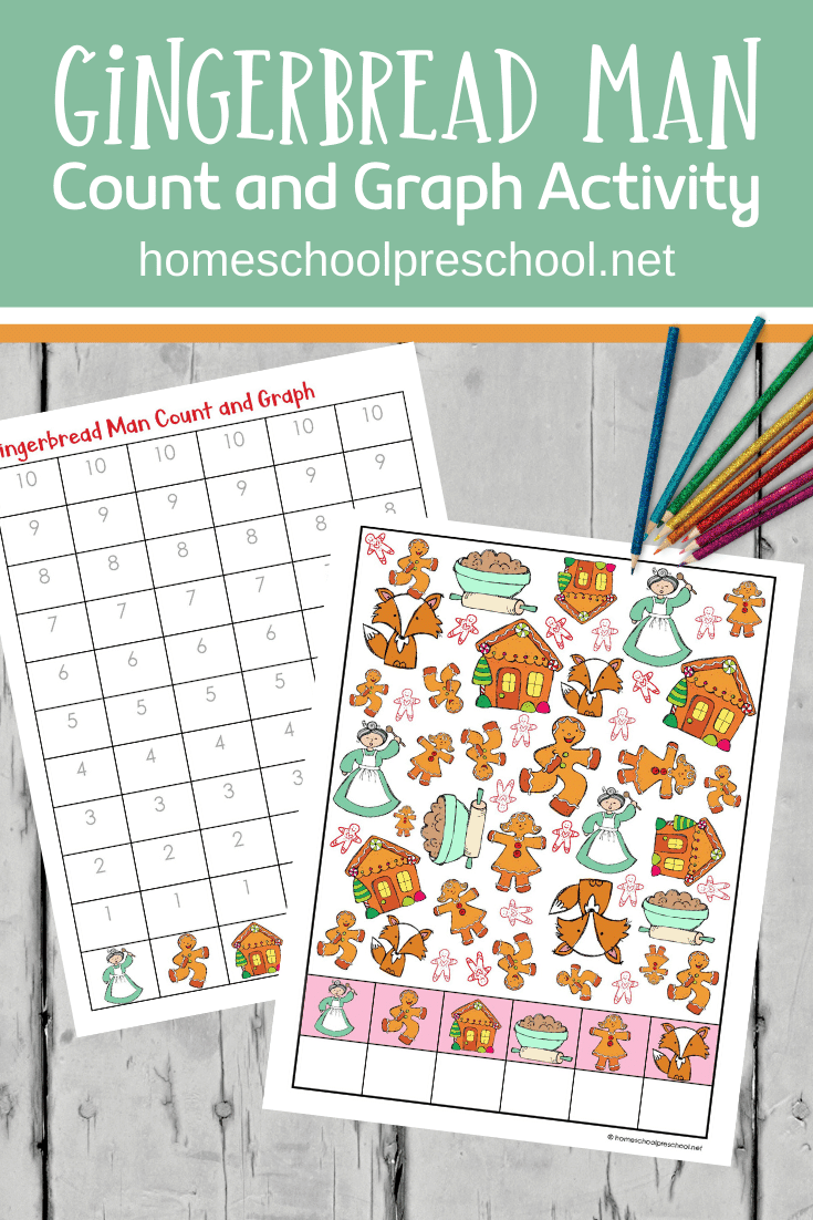 Grab these Gingerbread Man count and graph worksheets to add to your holiday math centers. They are perfect for preschool and kindergarten!