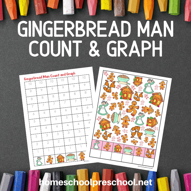 Grab these Gingerbread Man count and graph worksheets to add to your holiday math centers. They are perfect for preschool and kindergarten!