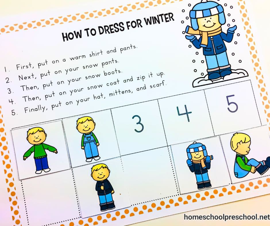 Winter Sequencing for Preschoolers
