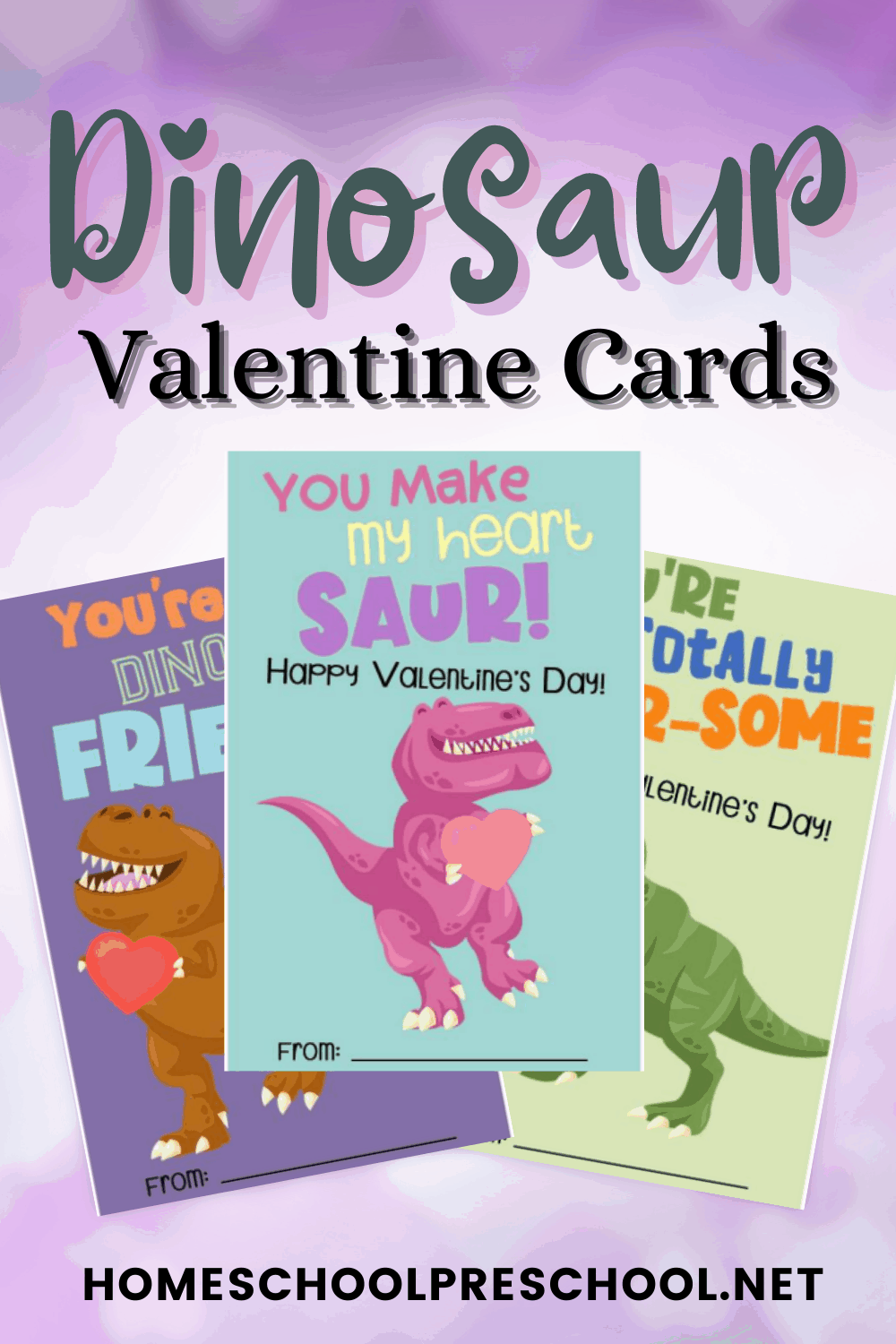Dinosaur Printable Valentine Cards