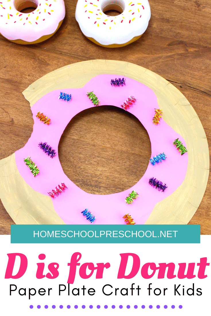 This simple donut paper plate craft for kids is so cute! Add it to your food, letter D, or donut book-based preschool activities.
