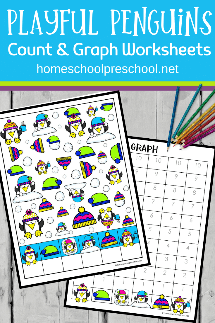Don't miss these penguin count and graph worksheets! They are perfect for helping preschoolers practice counting and graphing to ten.