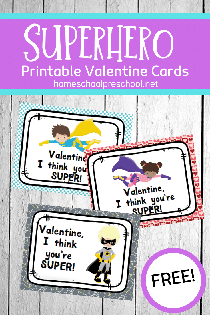 These cute superhero Valentines Day cards are free! Your preschoolers will love passing them out at their class parties or play dates.