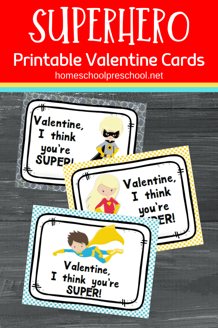 These cute superhero Valentines Day cards are free! Your preschoolers will love passing them out at their class parties or play dates.