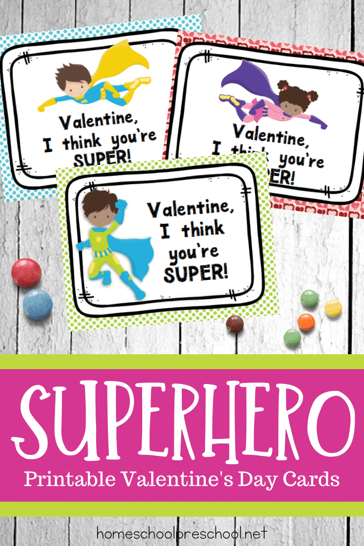 These cute superhero Valentines Day cards are free! Your preschoolers will love passing them out at their class parties or play dates.