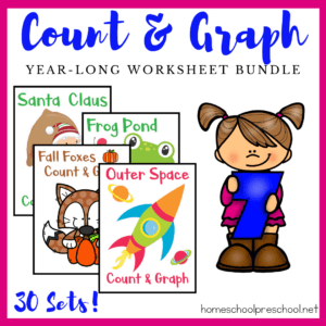 These colorful count and graph worksheets are a great way to practice counting and graphing skills all year long. Choose from 30 themes.