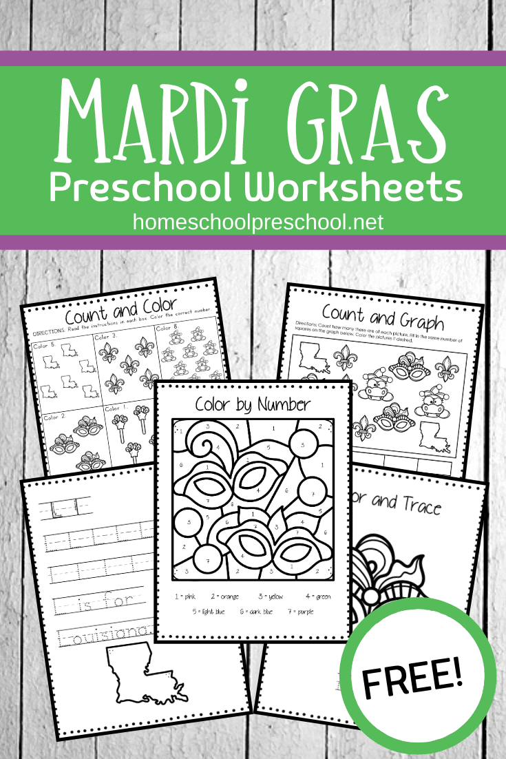 Mardi Gras is just around the corner on 2/25! Engage your preschoolers with these Mardi Gras worksheets for kids ages 3-7.