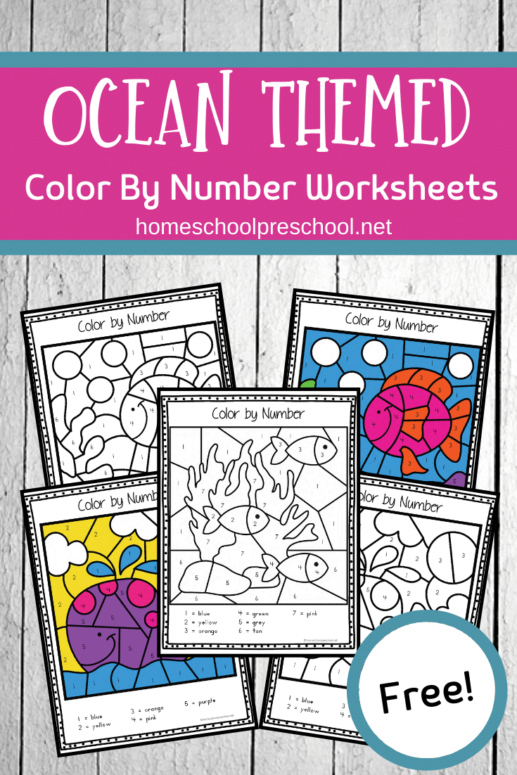 These color by number ocean animals are great for practicing number recognition and color words as well as building fine motor muscles.