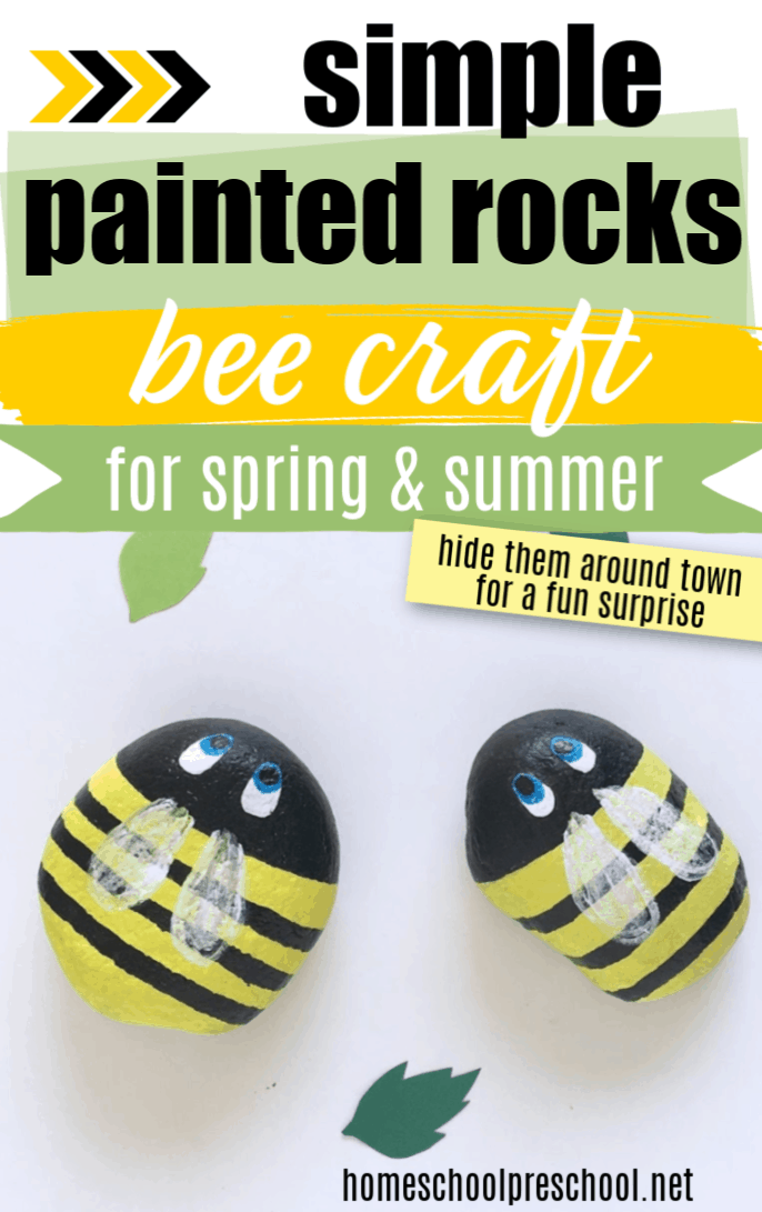 This spring, let your kids create this fun painted rocks Easy Bee Craft! There are so many ways you can use them in your preschool lessons!