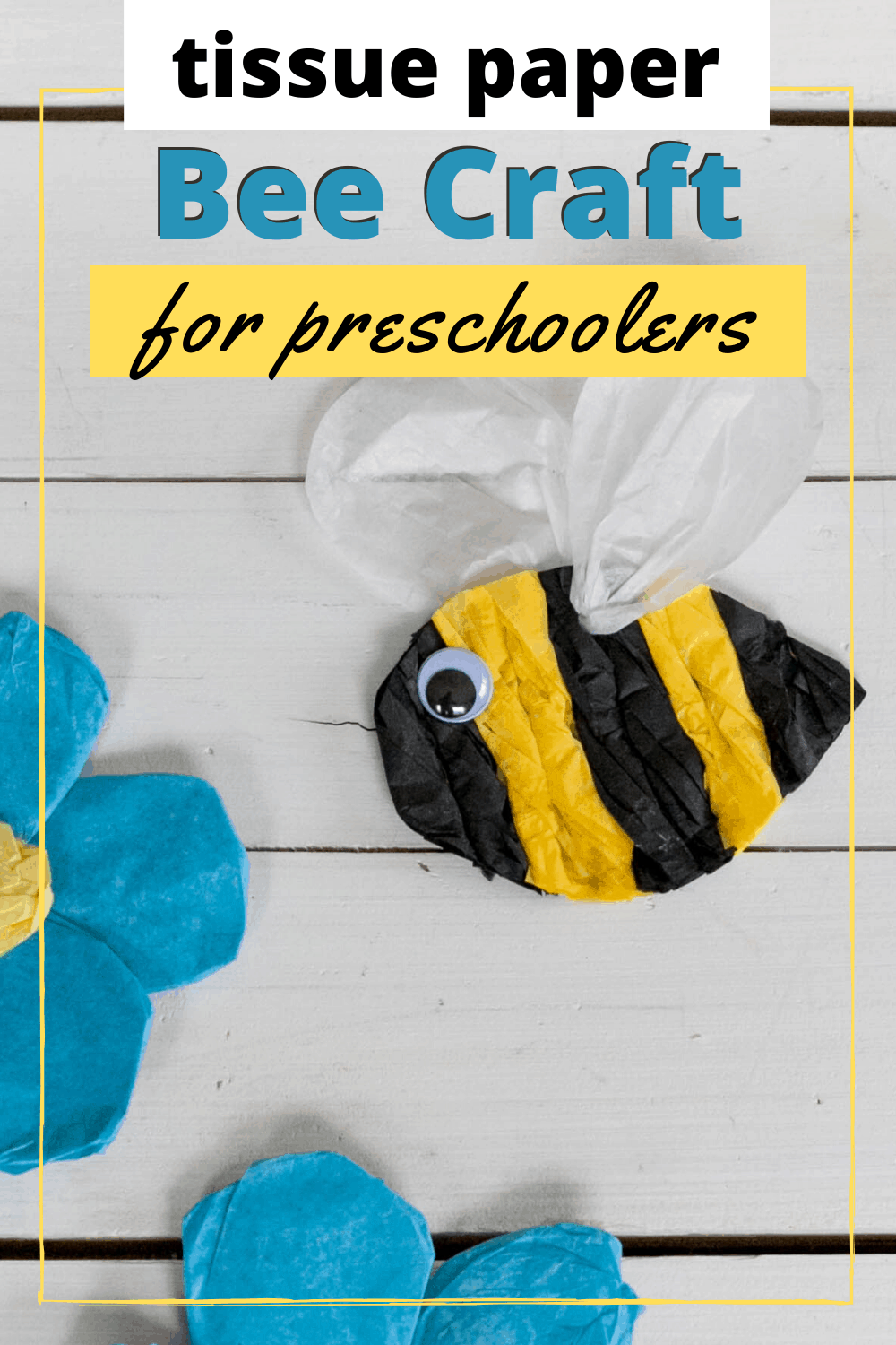 These tissue paper bees are so cute, and they're great for helping preschoolers polish fine motor skills. Add them to your spring and summer craft list.