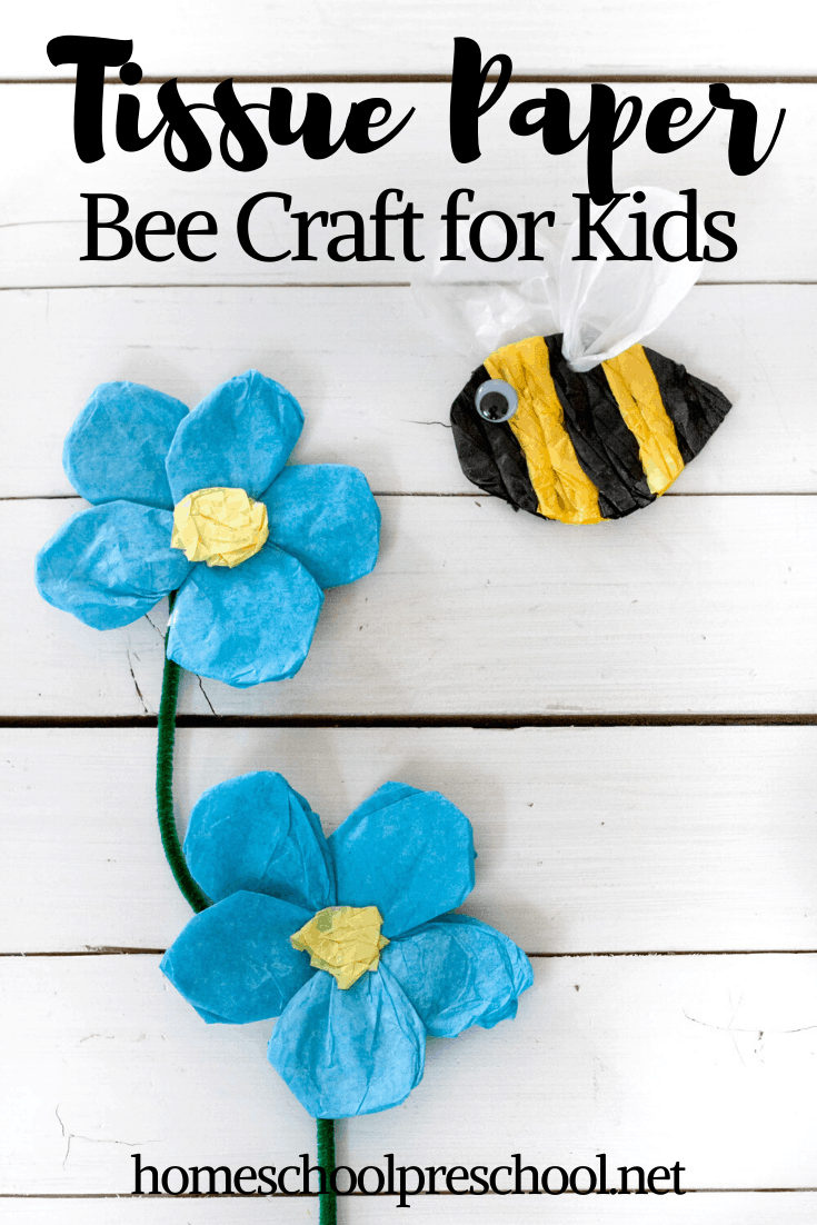 These tissue paper bees are so cute, and they're great for helping preschoolers polish fine motor skills. Add them to your spring and summer craft list.