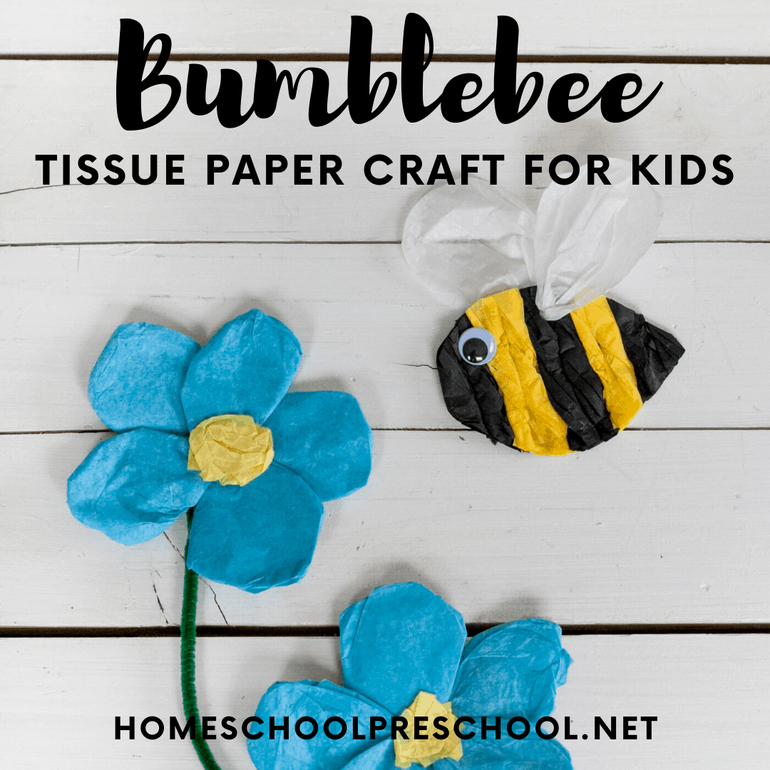 These tissue paper bees are so cute, and they're great for helping preschoolers polish fine motor skills. Add them to your spring and summer craft list.