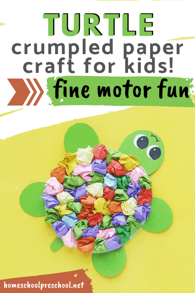Crumpling paper is a great fine motor activity for preschoolers. They can try it out with this adorable turtle craft for kids that's perfect for summer!