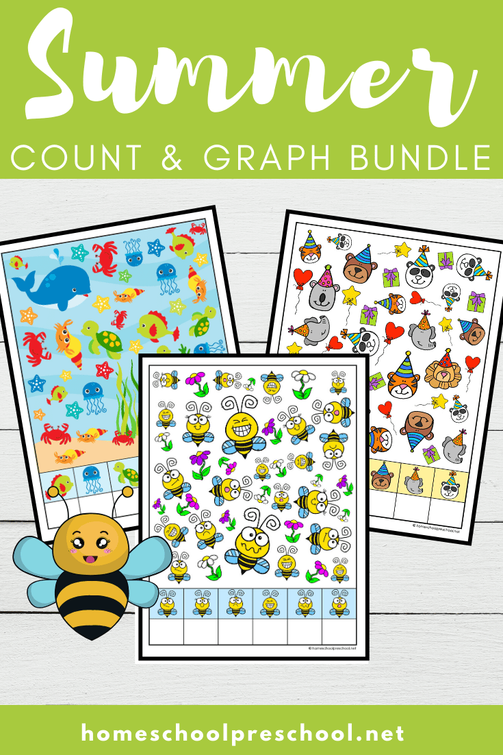 Be sure to add these fun summer count and graph worksheets to your preschool activities! They’re perfect all season long!