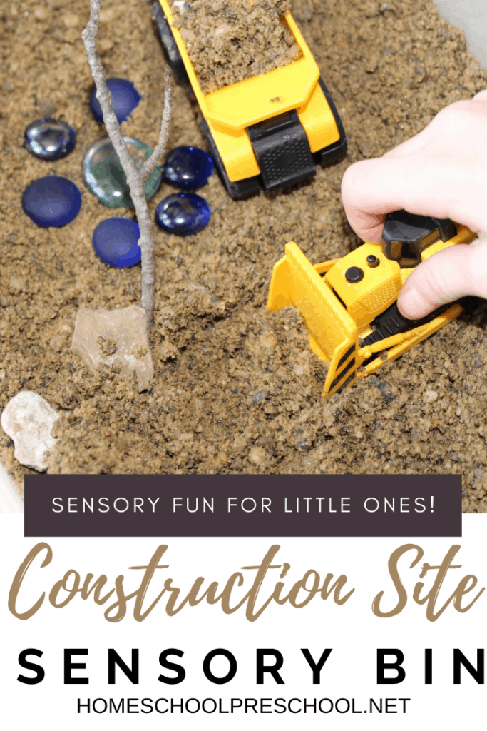Your little ones will love this fun construction site sensory bin! It's super easy to set up, and it is sure to inspire hours of imaginative play.
