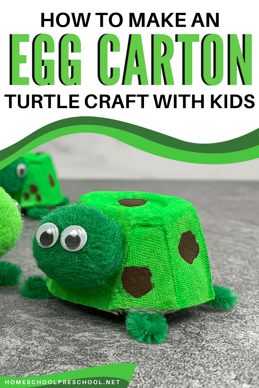 It's so much fun to turn an ordinary egg carton into an adorable work of art. Your preschoolers will love making this egg carton turtle craft!