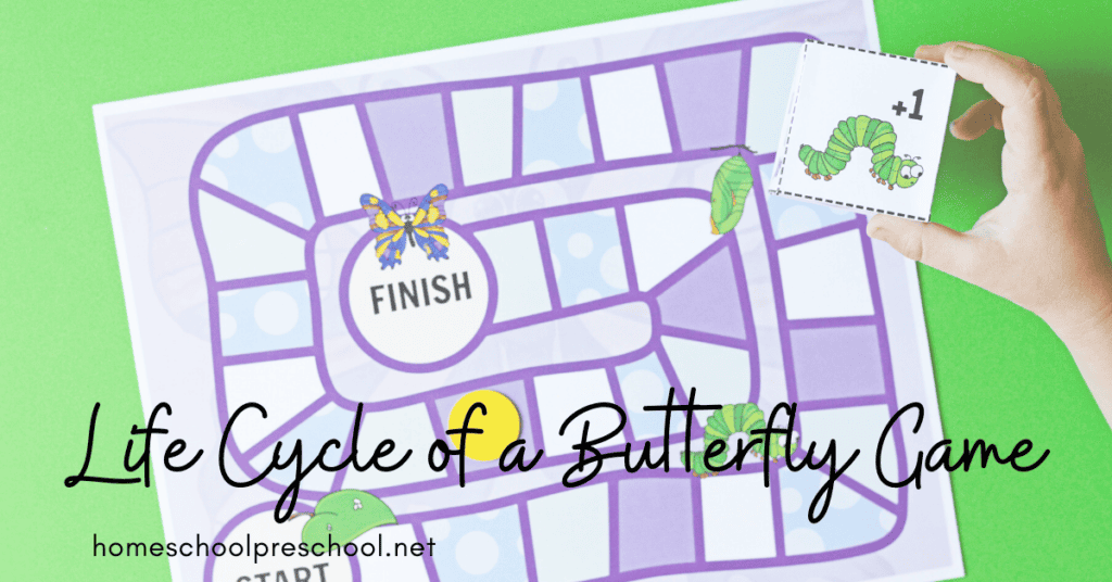 Add this butterfly life cycle printable game to your spring and summer preschool lessons. It's a fun way to practice adding on and taking away.