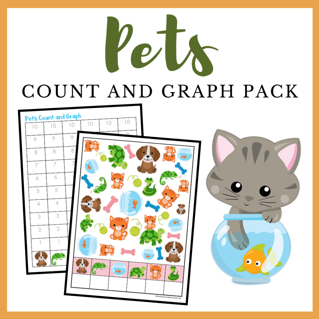 This pets count and graph activity pack is a great way for preschoolers to practice counting and graphing skills all year long!