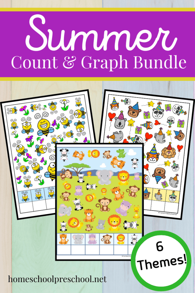 Be sure to add these fun summer count and graph worksheets to your preschool activities! They’re perfect all season long!