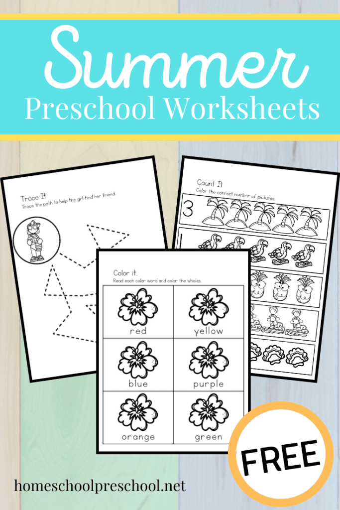 Don't miss this fun summer printable for preschoolers! It contains activities that focus on math, literacy, and fine motor skills.