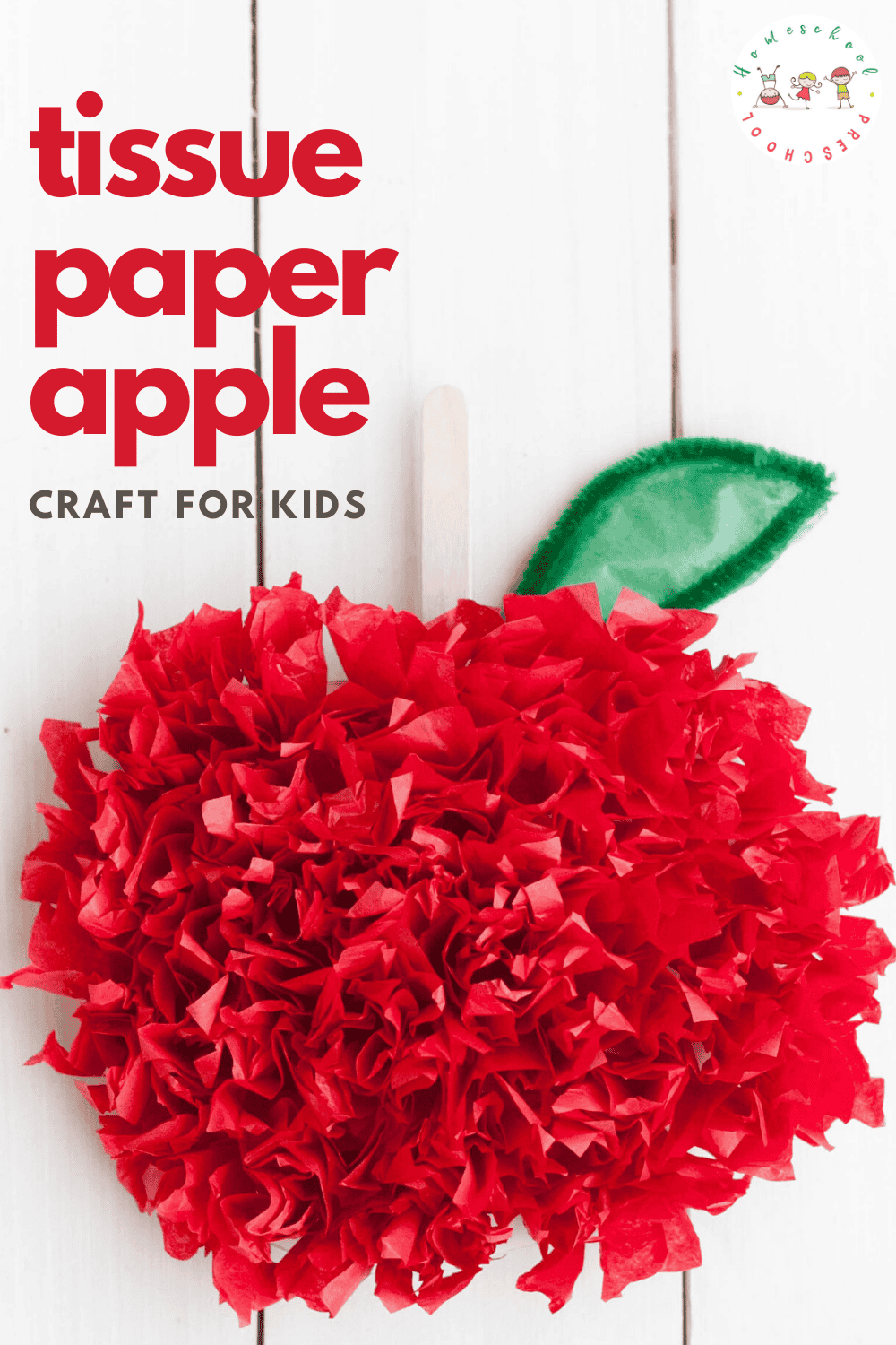 This tissue paper apple craft is perfect for back to school! Little ones will love displaying this paper craft in the fall.