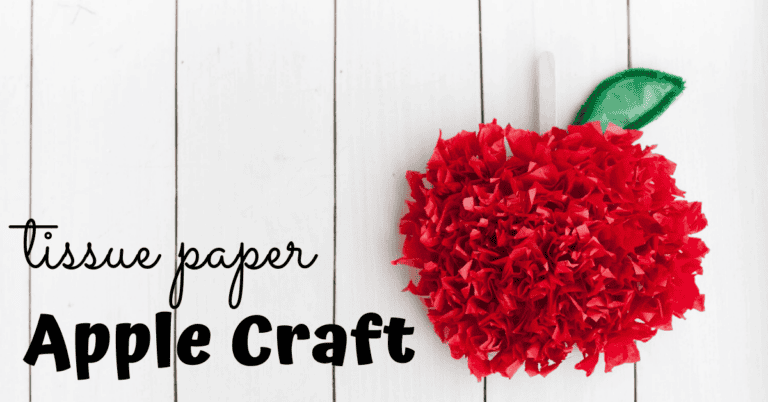 This tissue paper apple craft is perfect for back to school! Little ones will love displaying this paper craft in the fall.