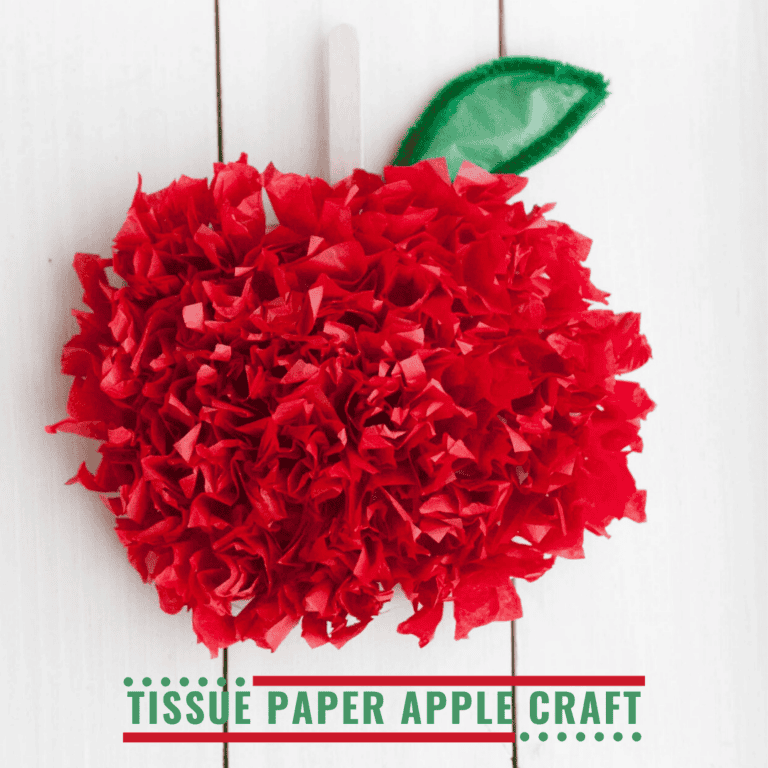 This tissue paper apple craft is perfect for back to school! Little ones will love displaying this paper craft in the fall.