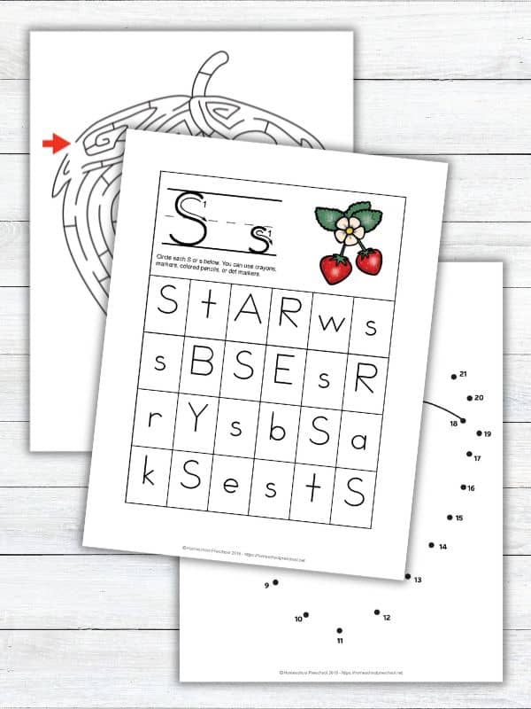 S is for Strawberry Preschool Printables