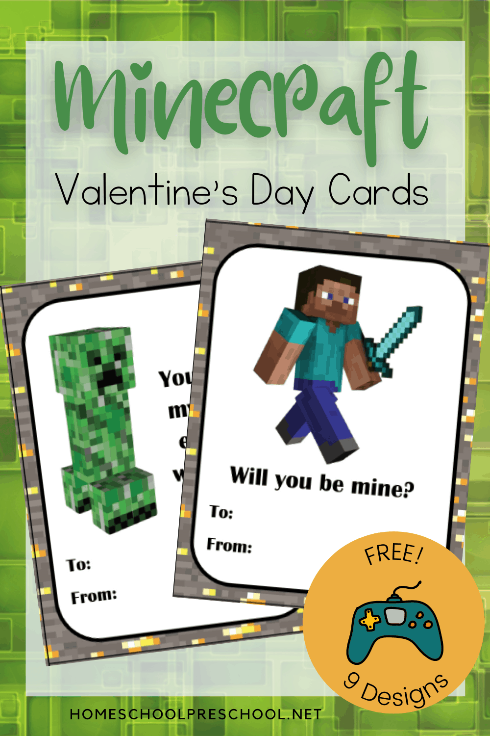 Minecraft Valentines Day Cards
