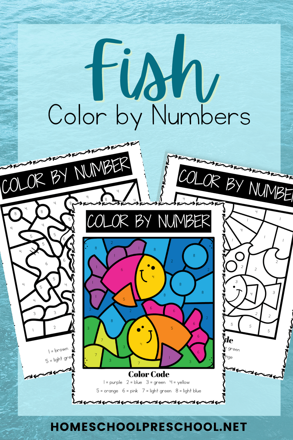 Color By Number Fish Worksheets